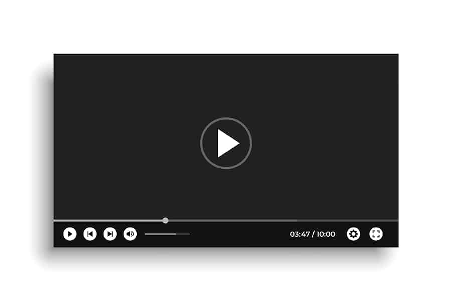 black video player template mockup design